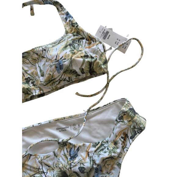 Abercrombie & Fitch 90s Style Bikini Set Swim Green Print Both Size Medium NWT - Picture 2 of 3